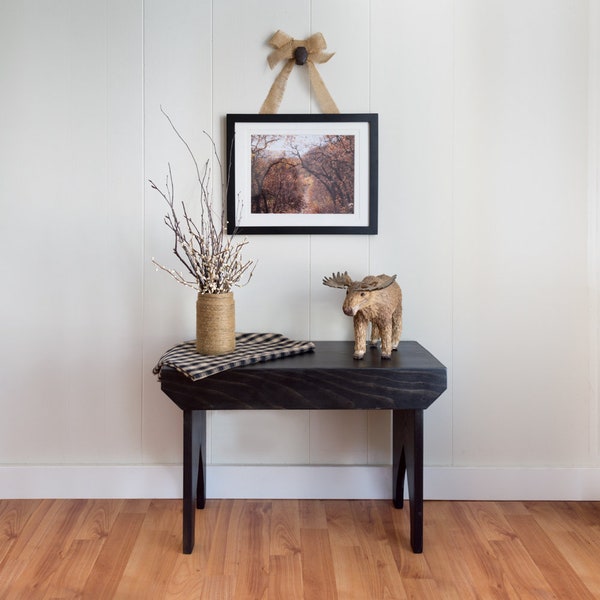 Tall Ebony Stool, Farmhouse Bench