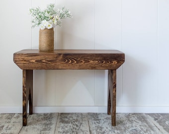 Tall Walnut Stool, Stained Entryway Bench