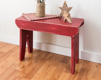 Tall Distressed Bench, Hand Painted Stool