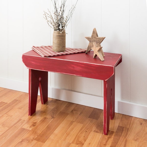Tall Distressed Bench, Hand Painted Stool