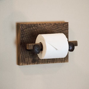 Barn Wood Toilet Paper Holder, rustic toilet paper hanger with railroad spikes