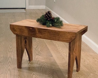 Rustic Country Stool. Farmhouse Front Porch Bench.