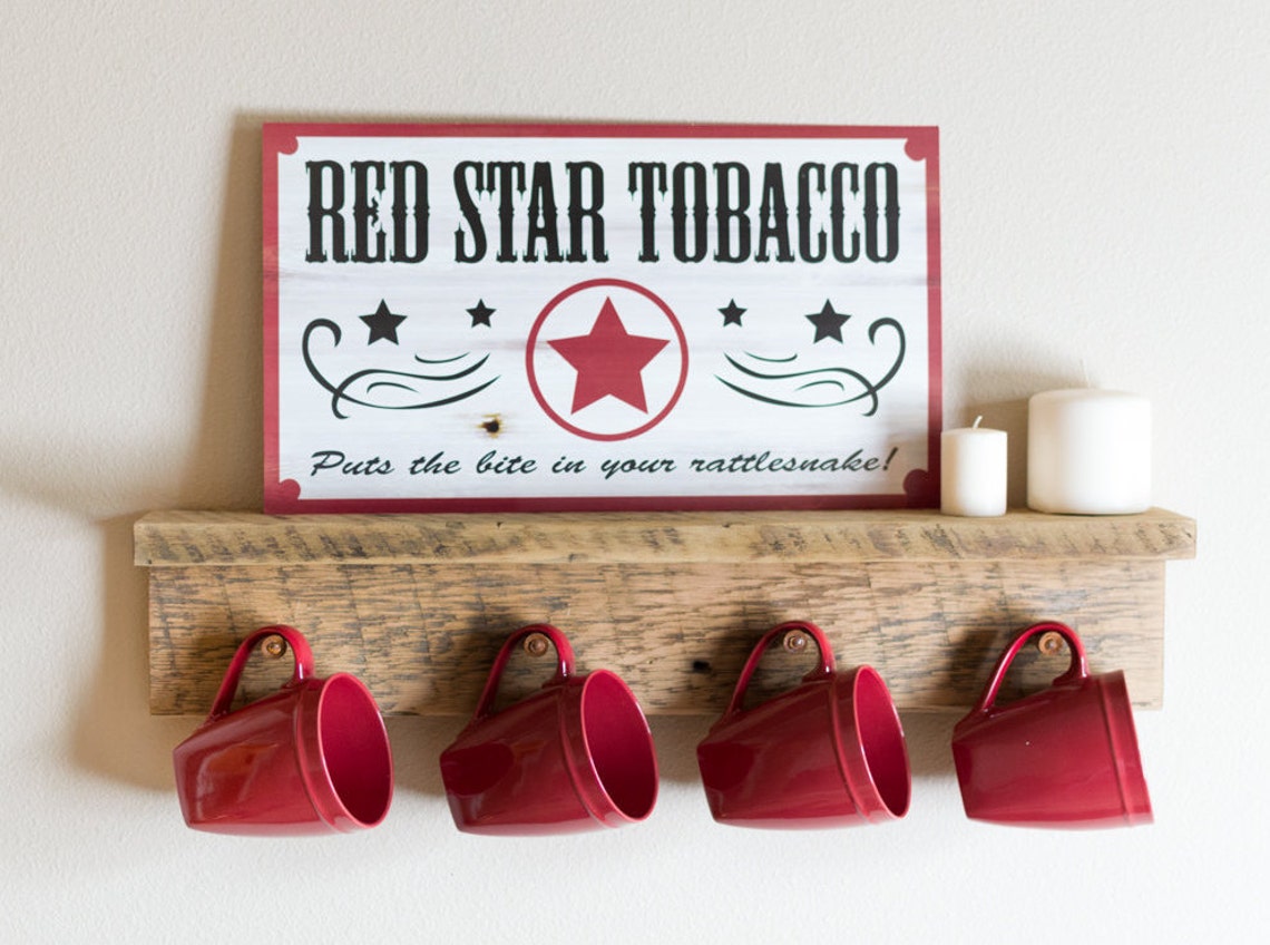 Barn wood coffee mug holder. Reclaimed wood coffee mug hooks. Etsy