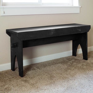 Farmhouse Bench Black distressed bench, primitive rustic painted bench 36 x 19 x 11 image 5