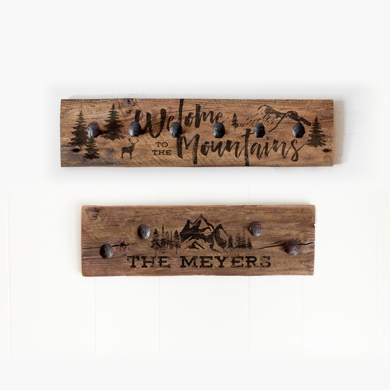 Rustic coat rack. Barn wood wall hanger. Railroad spike hooks. image 5