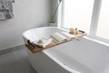 Reclaimed Barn Wood Bathtub Tray – Rustic Bath Caddy with Railroad Spike Handles – Wooden Bath Shelf for Book, Wine & Candle – Spa Tray
