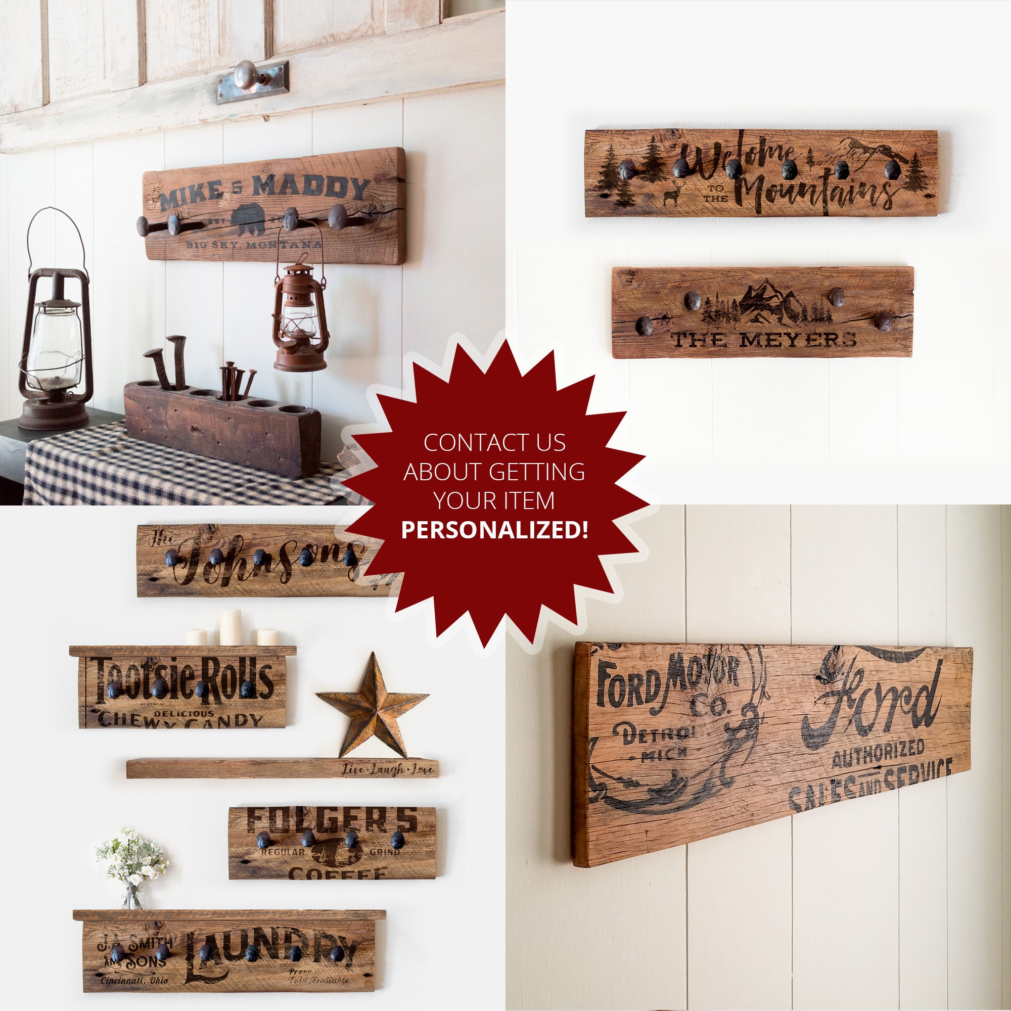 Rustic Wood Towel Rack Large reclaimed towel hanger with | Etsy