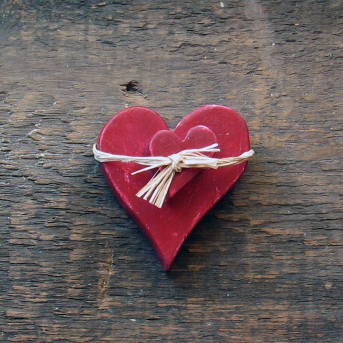 Rustic Wood Hearts. Valentine Heart Set. Distressed Hearts. Set of
