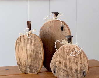 Rustic Pumpkins, Set of Three Rustic Barnwood Pumpkins
