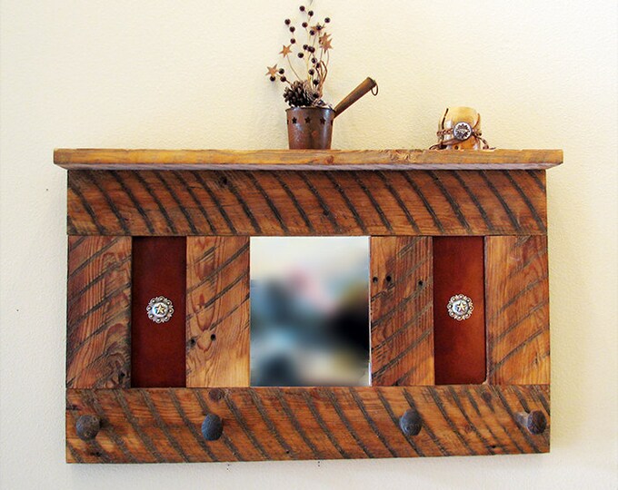 Rustic Hall Coat Rack With Mirror Shelf and Four Railroad Etsy