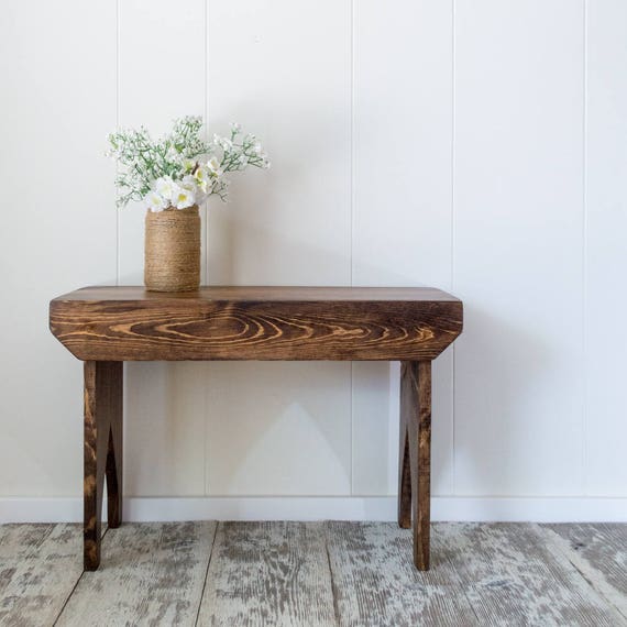 Tall Walnut Stool Stained Entryway Bench Etsy