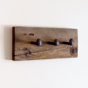 Barn wood coat hanger. Rustic coat rack. Wall hanger with hooks. Railroad wall hooks. Barn wood wall hooks. image 2