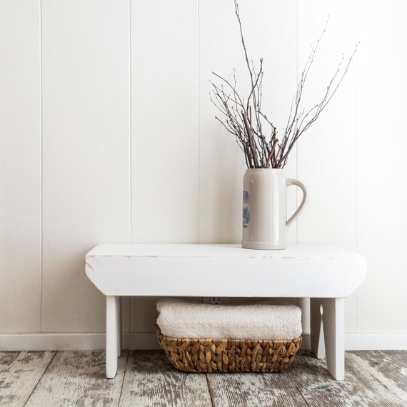 Short Farmhouse Stool, Country Primitive Step Stool