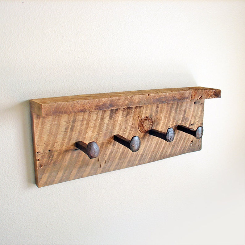 reclaimed wood shelf with hooks