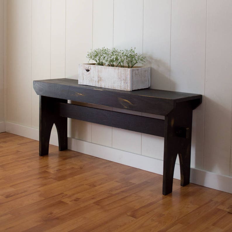 Farmhouse Bench Black Distressed Bench Primitive Rustic Etsy