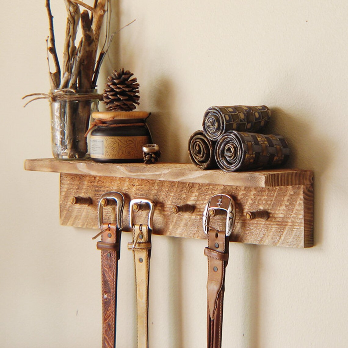 Rustic Key Hooks With 6 Pegs Reclaimed Wall Hooks 24 X Etsy