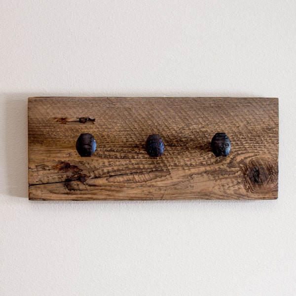 Barn wood coat hanger. Rustic coat rack. Wall hanger with hooks. Railroad wall hooks. Barn wood wall hooks.