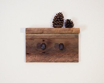 Rustic wall rack, coat rack with railroad spikes, reclaimed wall hooks, barn wood rack