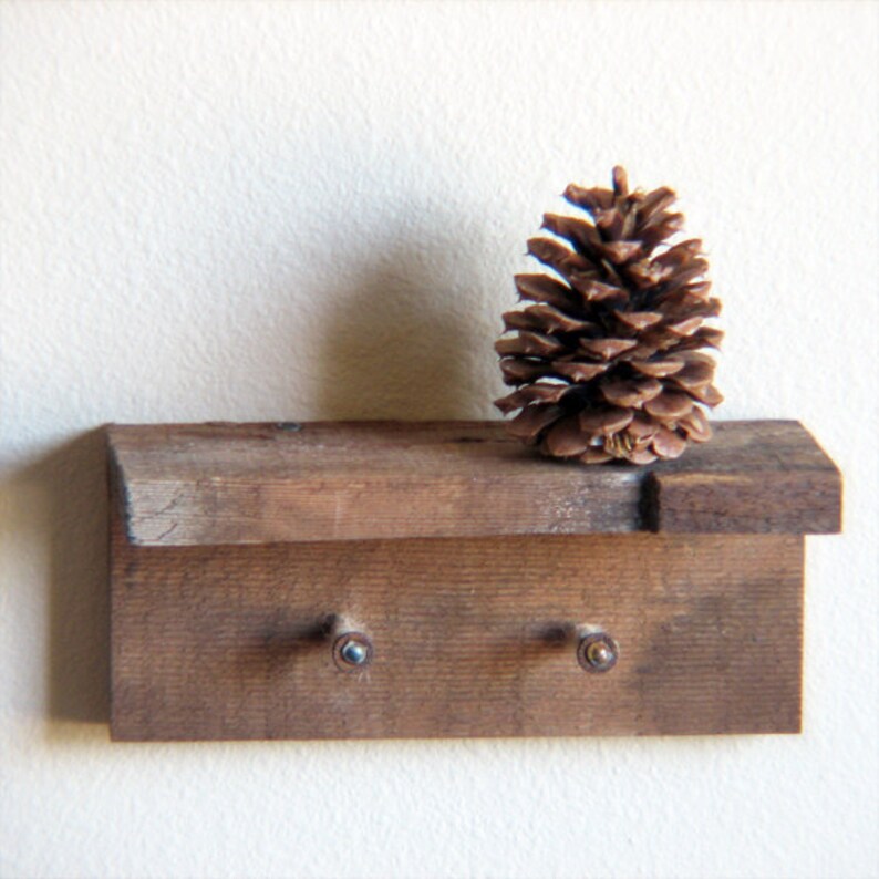 Rustic Key Rack Key Hanger With 2 Hooks Reclaimed Wall Etsy