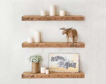 Authentic Oregon Barnwood Floating Shelf – 100+ Year Old Reclaimed Wood, Slim Rustic Shelf