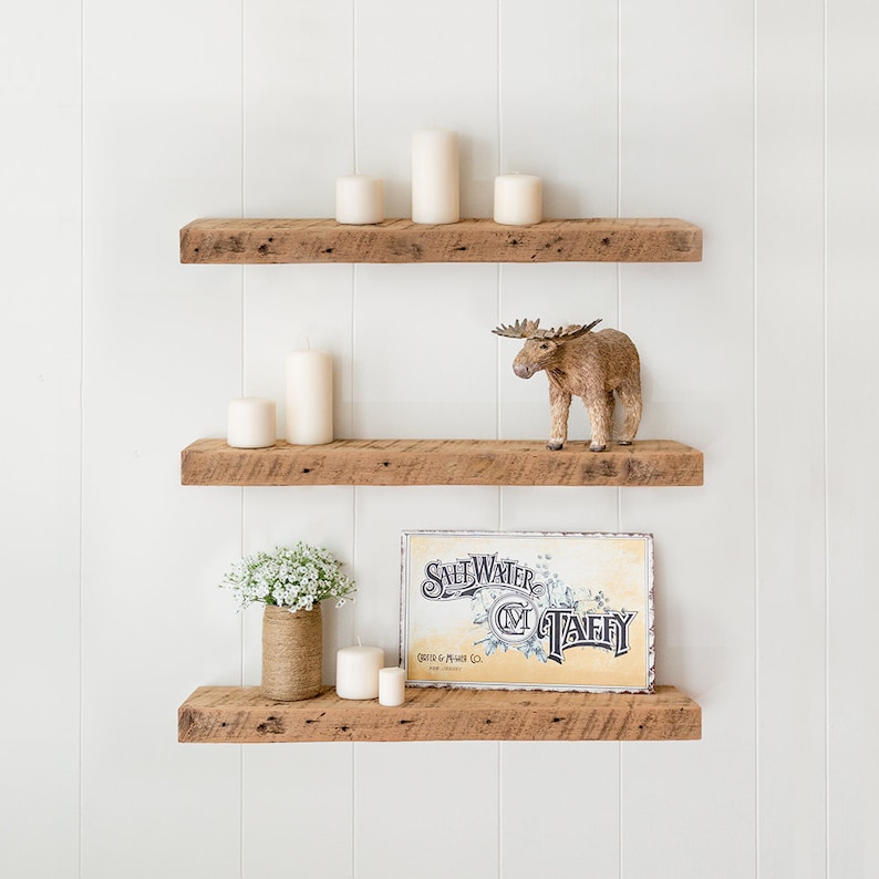 Barn Wood Shelf Reclaimed Floating Shelves Rustic Farmhouse Etsy