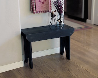 Farmhouse Entryway Stool, Tall Distressed Bench