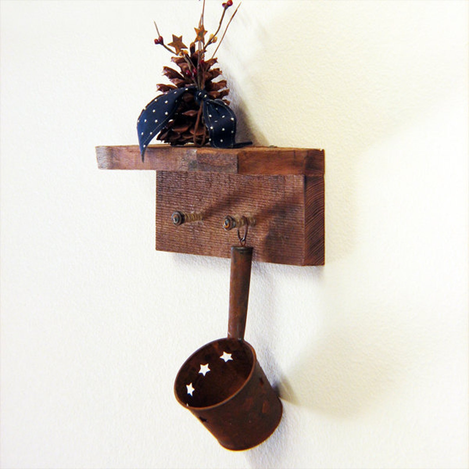 Rustic Key Rack Key Hanger With 2 Hooks Reclaimed Wall Etsy