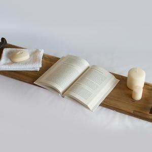 Bathtub caddy made from up-cycled barn wood, reclaimed bath tub tray, 32&quot; x 8&quot;