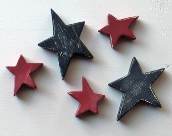 Wood Stars. Rustic Star Set. Chunky Stars. Set of Primitive Stars