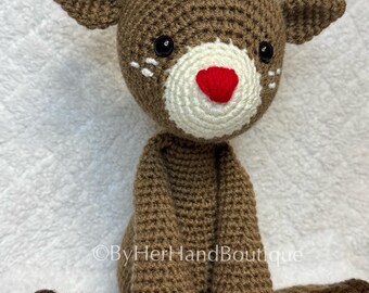 Crochet Reindeer Stuffed Animal, Rudolph, Christmas Decor