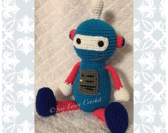 Crochet Robot Stuffed Animal, Soft Plush Toy (14 inch)