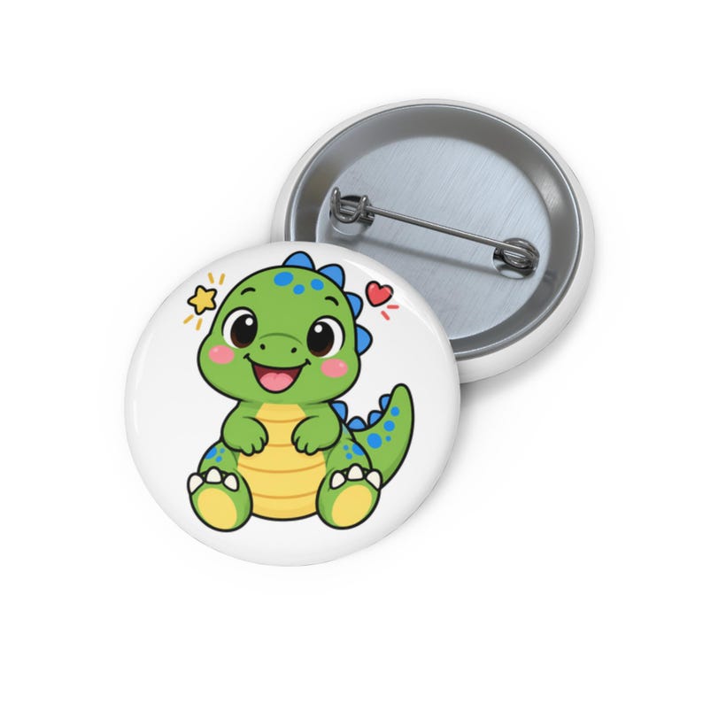 Cute Cartoon Baby Dino Pin Button | Dinosaur Lapel Pin, Kawaii Dino ...