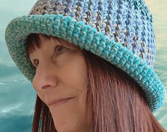 Mizzen Mist Bucket Hat Crochet Pattern: Textured Coastal Summer Hat (PDF Download)