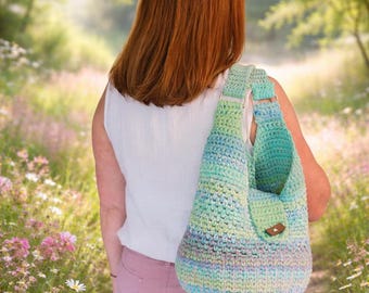 Monet's Meadow Bag Crochet Pattern/Soft Textured Hobo Bag/Beginner Friendly/PDF Download