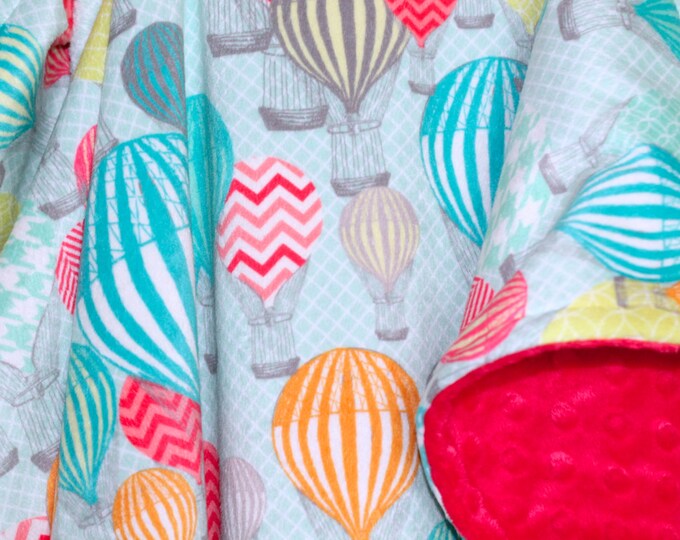 Hot Air Balloon Baby Blanketminky Blanketbaby Boybaby Etsy