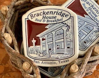 Ceramic Glazed Handmade Magnets Brackenridge House in Texas