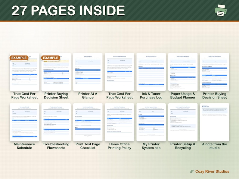 Printer Ink Cost Tracker Printable, Cost per Page Worksheet, Ink and ...