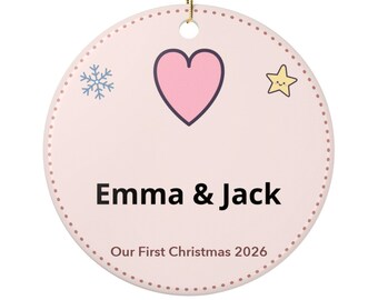 Personalized Our First Christmas Ornament 2026, Custom Couple Names Ceramic Keepsake, Newlywed Gift, Engaged Gift, Free Shipping