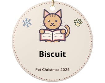 Personalized Pet Ornament, Custom Pet Name Christmas Ornament 2026, Cat Mom Gift, Cat Lover Keepsake, Ceramic Ornament, Free Shipping