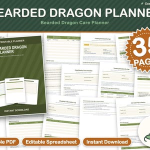 Bearded Dragon Care Sheet Printable, Beardie Care Planner, Feeding Schedule, Weight Tracker, Reptile Care Log, Safe Foods Chart image 1