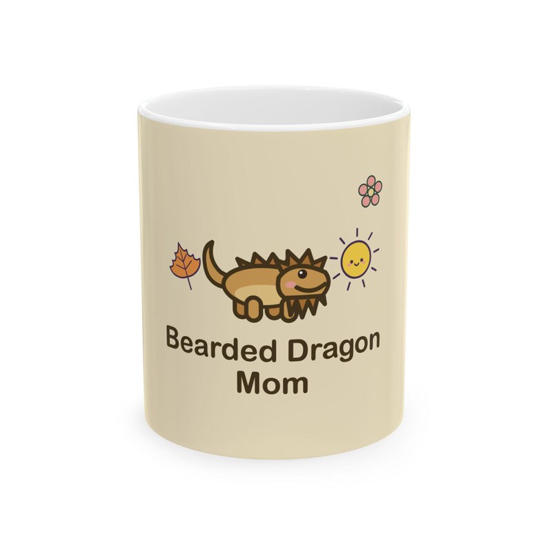 Bearded Dragon Mug, Beardie Mom Coffee Cup, Cute Lizard Reptile Lover Gift, 11oz Ceramic Mug, Free Shipping image 1