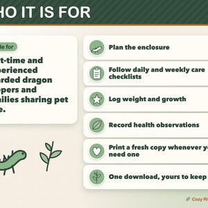 Bearded Dragon Care Sheet Printable, Beardie Care Planner, Feeding Schedule, Weight Tracker, Reptile Care Log, Safe Foods Chart image 9