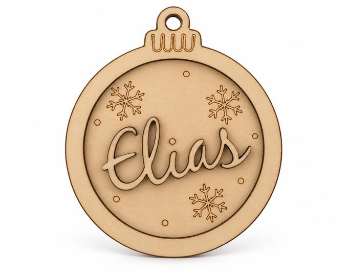 Personalized wooden Christmas ornament with name | 3D name pendant, Christmas tree decoration, linden wood, 9 cm | Christmas gift