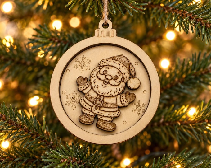 Wooden Christmas ornament Santa Claus | Christmas tree decoration, Christmas ball made of linden wood, 9 cm | Christmas gift tag