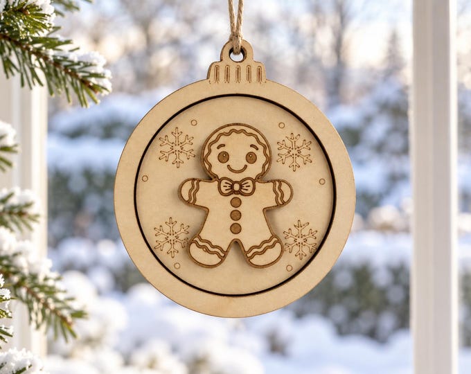 Wooden Christmas ornament, gingerbread man | Christmas tree decoration, Christmas bauble, linden wood, 9 cm | Christmas gift tag