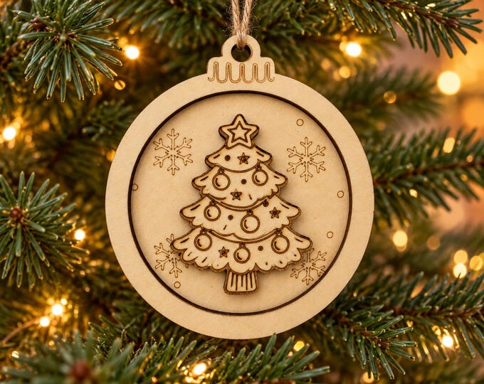 Wooden Christmas Tree Ornament | Christmas Tree Decoration, Linden Wood Ball, 9 cm | Christmas Gift Tag