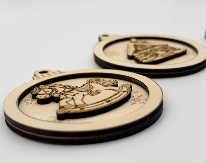 Wooden Christmas Ornament Set of Your Choice | 3, 5, 8 or 15 Christmas Tree Ornament Pendants Made of Linden Wood | Secret Santa Gift Advent Calendar