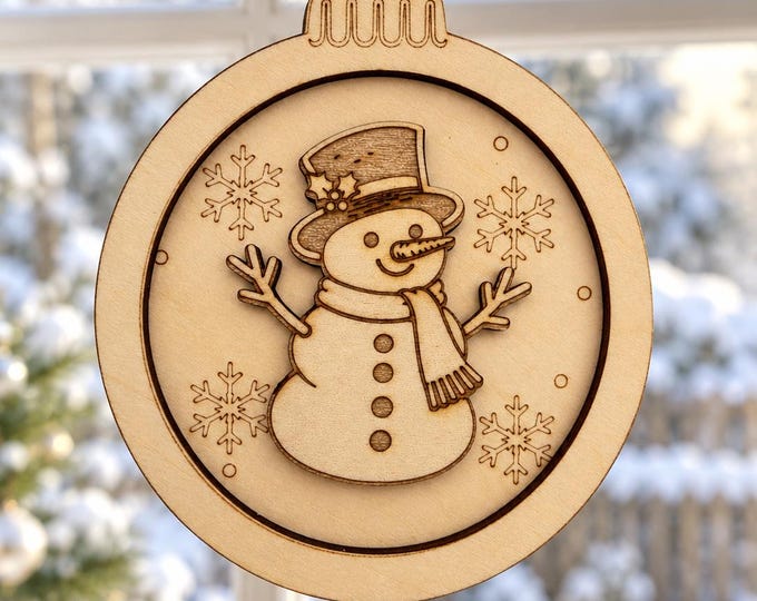 Wooden Christmas ornament snowman | Christmas tree decoration, Christmas ball made of linden wood, 9 cm | Christmas gift tag