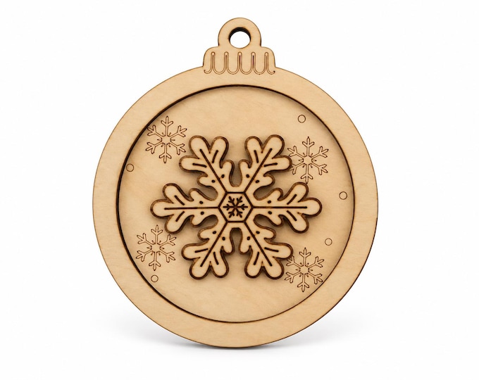 Wooden Christmas ornament snowflake | Christmas tree decoration, Christmas ball made of linden wood, 9 cm | Christmas gift tag