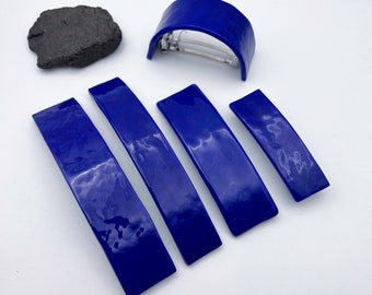 Cobalt Blue Glass Barrette, Royal Blue French Barrette, Thick Hair Barrette, Rubber Backed Clasp, Large, Medium, Small, Ponytail Clip, COBSG